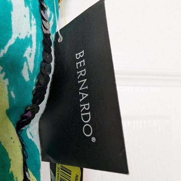 NEW Bernardo Palm Tree Skirt Womens Size XL Blue Sequins 100% Cotton Tropical - Picture 7 of 14